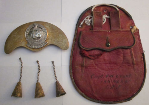 15th Battalion Officer's Sporran cantle with Silver Sporran Badge, Capt. F.W. Grant